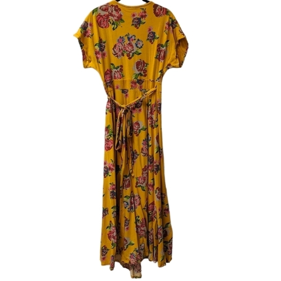 MATILDA Jane Alana Floral Yellow Wrap Tiefront Cotton Maxi Dress (XS) - Picture 2 of 6